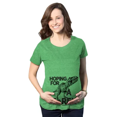 Target Maternity Hoping for A T-Rex Pregnancy T-Shirt Cute Funny Dinosaur Tee for Mom to Be - Crazy Dog Maternity T Shirt With Dinosaur Sayings Green S