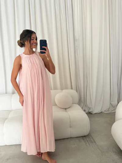 Worth Collective Aurelia Maxi Dress in Light Pink - Bump Friendly