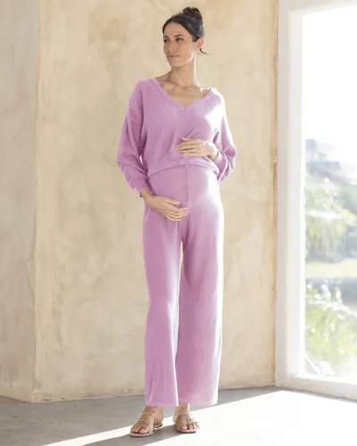 Angel Maternity Ella 2 Piece Loungewear Cotton Set in Lilac