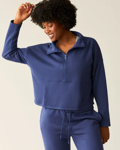 Kindred Bravely Cloud Fleece Half Zip Nursing Pullover | Deep Blue