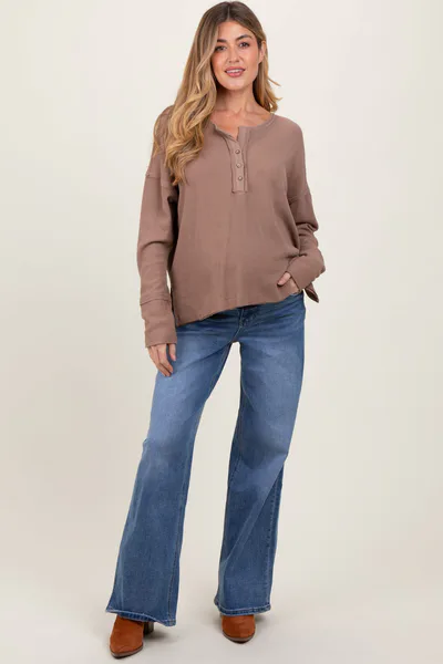 PinkBlush Blue Washed Wide Leg Maternity Jeans