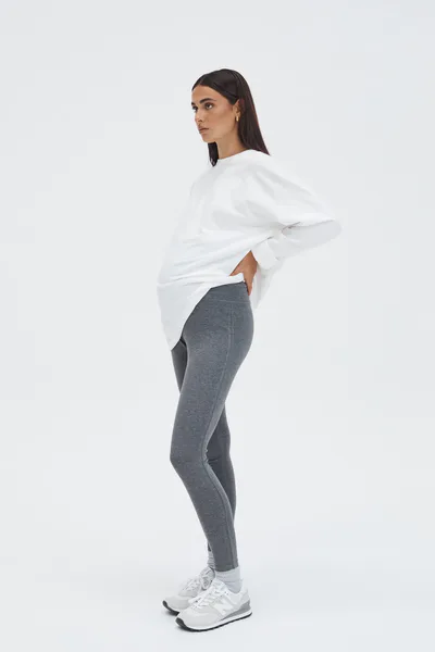 Legoe Heritage Fold Down Fitted Yoga Pant (Heather Grey) - FINAL SALE