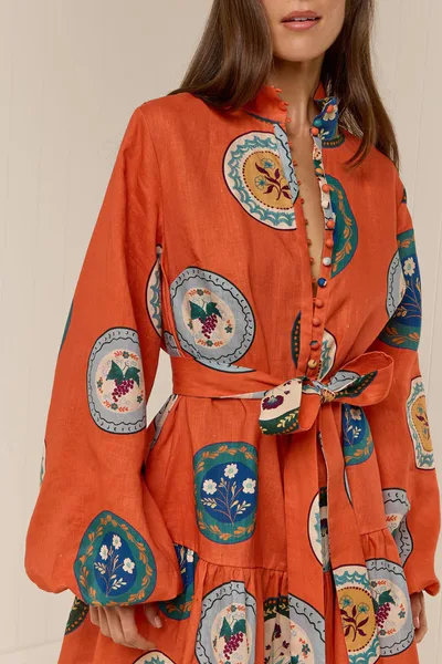 For The Creators Austin Mini Dress in Orange Plates