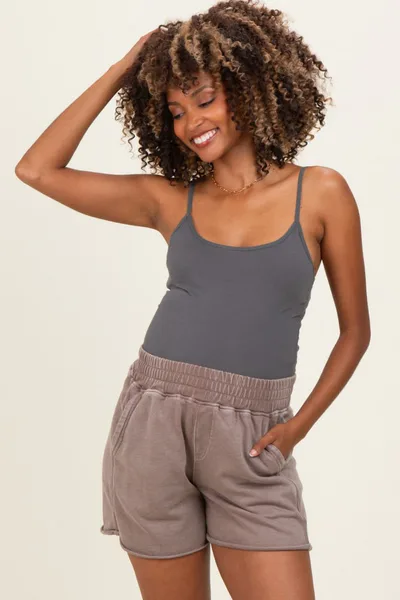 PinkBlush Mocha Mineral Wash Terry Maternity Short
