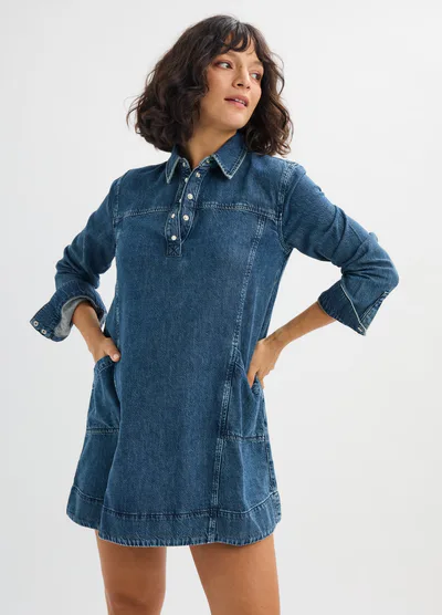 HATCH The Drapey Denim Mini Dress