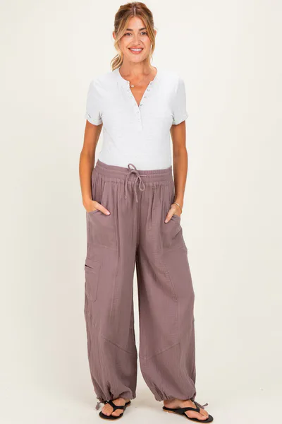 PinkBlush Mushroom Tie Hem Maternity Pants