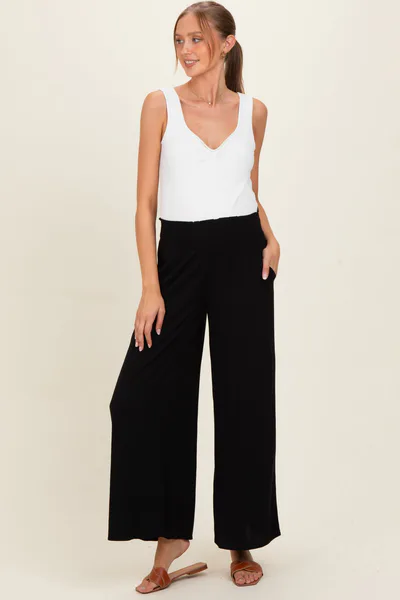 PinkBlush Black Maternity Wide Leg Pant