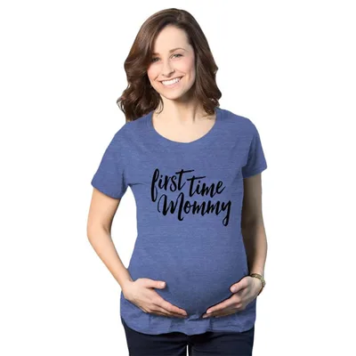 Target Maternity First Time Mommy Pregnancy T shirt Cute Belly Bump Tee Mother to Be - Crazy Dog Maternity T Shirt Gift for Mom Royal XL