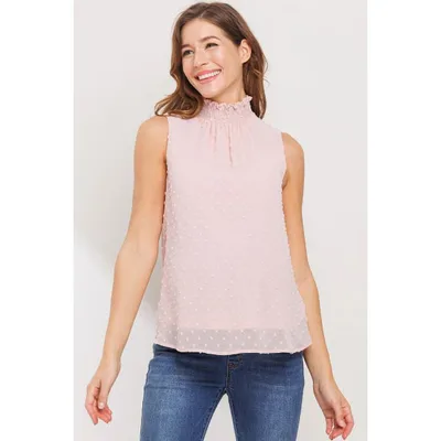 Target Hello Miz Maternity Swiss Dot Sleeveless Mock Neck Blouse - Blush- Small