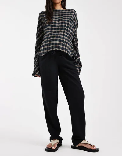 ASOS Mamalicious Maternity tie waist linen touch pants in black