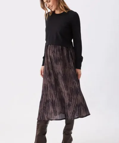 Bump City The Maia Detachable Nursing Dress (Black + Mocha)