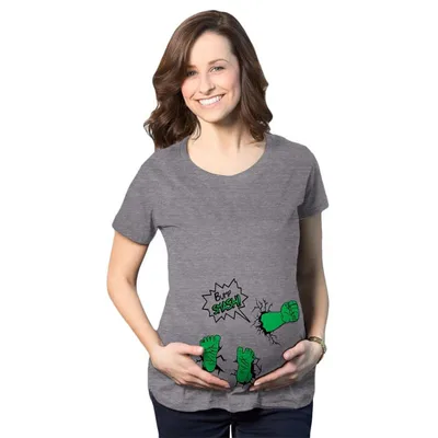 Target Maternity Bump Smash T shirt Funny New Baby Announcement Gender Reveal Pregnancy - Crazy Dog Maternity T Shirt With Movie Sayings Dark Grey XL