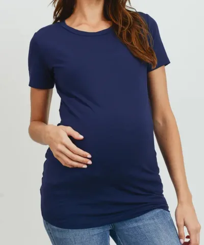 Bump City The Noa Round Neck Short Sleeve Maternity Top