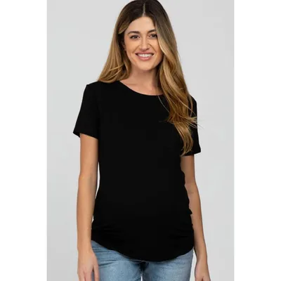 Target Pinkblush Black Basic Short Sleeve Maternity Top Large