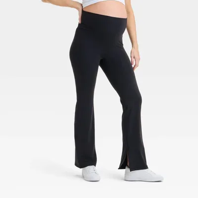 Target High-Rise Over Belly Slit Flare Maternity Leggings - Isabel Maternity by Ingrid & Isabel™ Black M: Recycled Polyester, Spandex, Lightweight