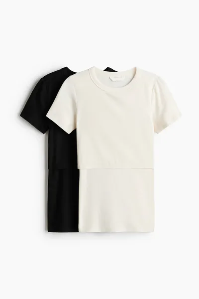 H&M MAMA 2-pack Before & After Nursing Tops