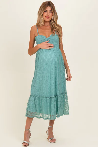 PinkBlush Sage Sleeveless Lace Maternity Maxi Dress