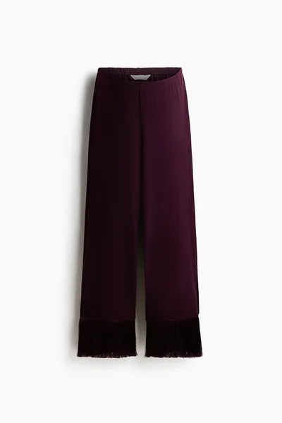 H&M MAMA Fringe-Trimmed Jersey Pants