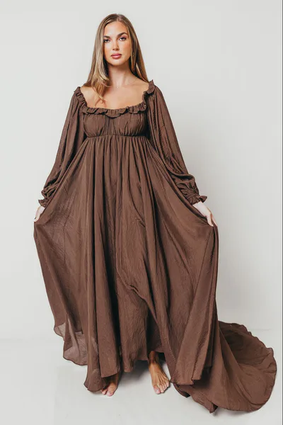 Worth Collective Elowen Maxi Dress in Chocolate Brown - Bump Friendly *10/15 PRE-ORDER*
