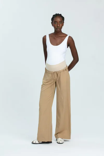 For The Creators The Joseph Beige Maternity Linen Trousers