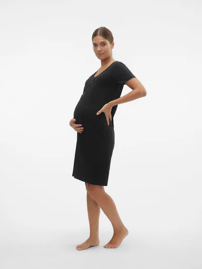 For The Creators Maternity Short Sleeve Nightdress Black