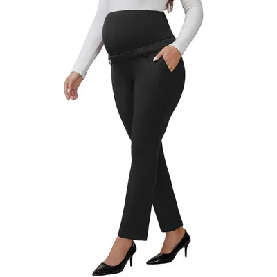 Target INSPIRE CHIC Women's Maternity Pants for Work Over the Belly High Waisted Office Pregnancy Trousers with Pockets Small Black