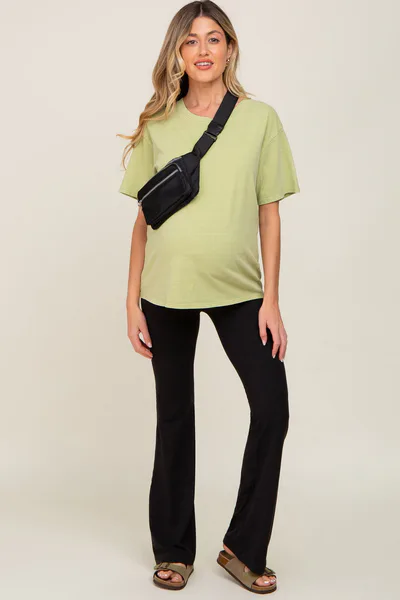 PinkBlush Black Maternity Flared Leggings