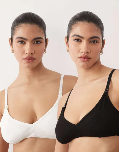 ASOS Mamalicious Maternity 2 function nursing bras 2 pack in white and black