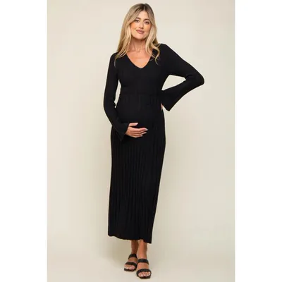Target Pinkblush Black Ribbed Maternity Knit Maxi Dress Small
