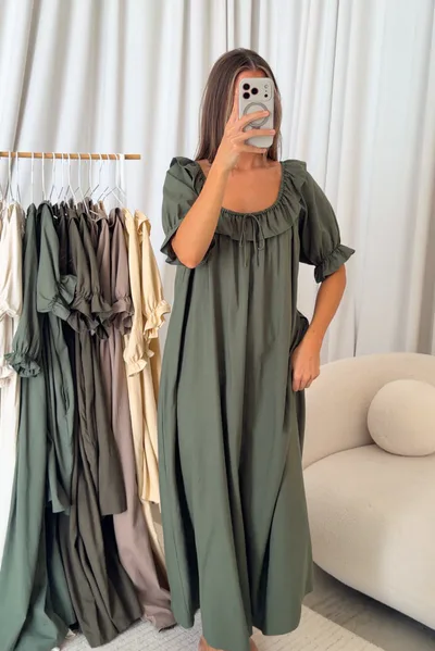 Worth Collective Audrey Maxi Dress in Forest Green - Bump Friendly