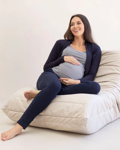 Angel Maternity Silvia "Street to Home" Bamboo Maternity 3 Piece Outfit Set in Navy