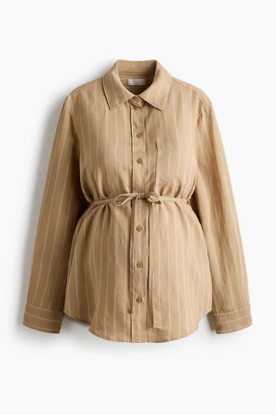 H&M MAMA Linen-Blend Shirt