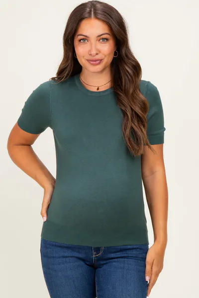 PinkBlush Hunter Basic Short Sleeve Maternity Sweater Top
