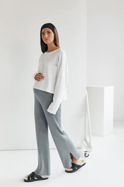 Legoe Heritage Grace Split Hem Pant (Grey) - FINAL SALE