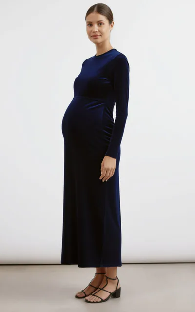 For The Creators Midnight Velvet Column Maxi Dress