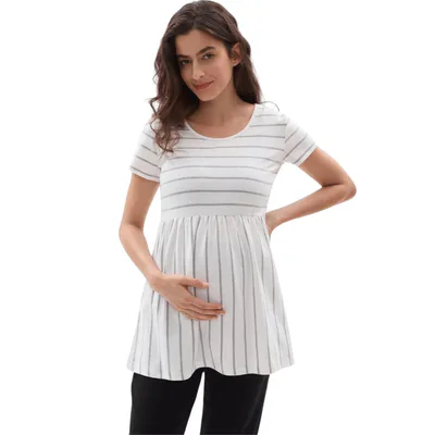 Mamafique Striped Maternity Short Sleeve Top