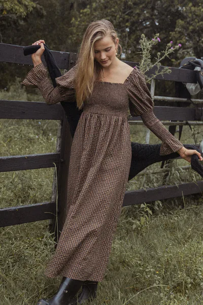 Petal & Pup Cyrena Maxi Dress - Brown Check
