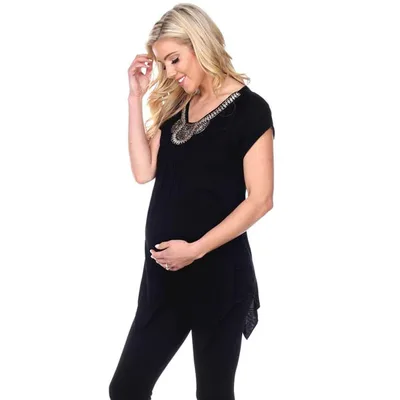 Target Maternity Myla Embellished Tunic Top Black Medium - White Mark