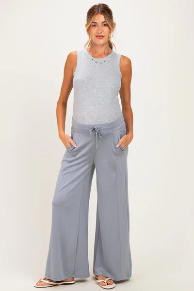 PinkBlush Grey Drawstring Maternity Lounge Pants