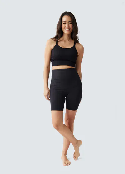 Ingrid & Isabel Postpartum Compression Black Bike Short