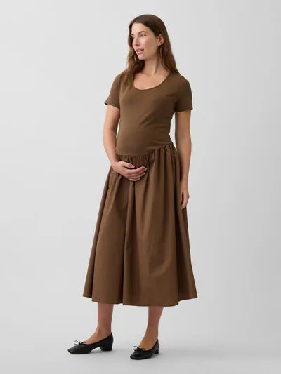 Gap Maternity Mixed Media Drop-Waist Dress