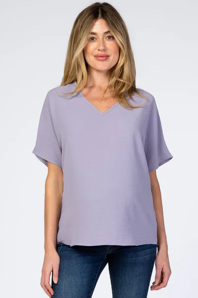PinkBlush Lavender Short Sleeve Maternity Blouse