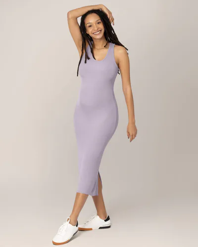 Kindred Bravely Olivia Ribbed Bamboo 2-in-1 Maternity & Nursing Dress | Lavender Mist