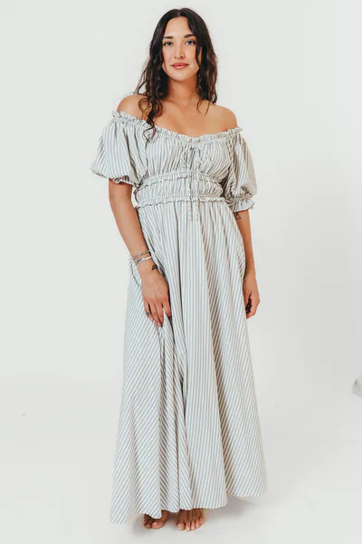 Worth Collective Sydnee Maxi Dress in Hamptons Blue Stripe - Bump Friendly *4/29 PRE-ORDER*