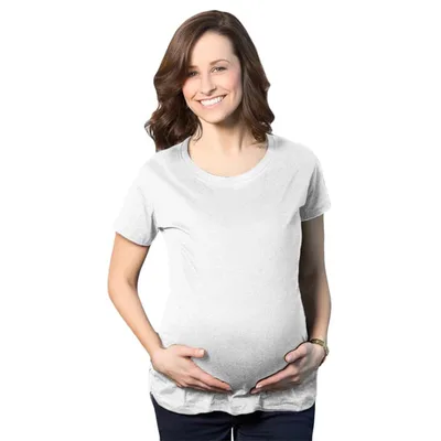 Target Comfortable 3 Pack Maternity Shirts Blank Pregnancy Shirts Plain Fitted Tees - Crazy Dog Maternity T Shirt with Fun Design White M