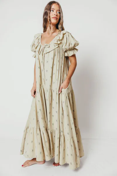 Worth Collective Sunday 100% Cotton Maxi Dress in Pressed Thyme - Bump Friendly *10/13 PRE-ORDER*