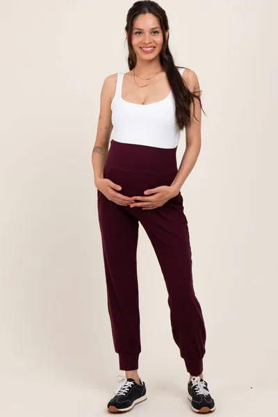 PinkBlush Burgundy Maternity Joggers