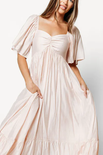 Worth Collective Nia Midi Dress in Ice Pink - Bump Friendly