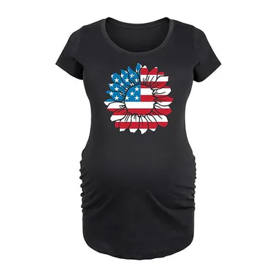 Kohl's Maternity American Flag Sunflower Graphic Tee