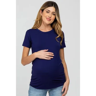Target Pinkblush Navy Basic Short Sleeve Maternity Top Small